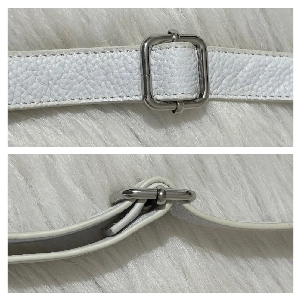 Mancini Trish Pebble Leather Crossbody Handbag with Organizer Bright White NWT
